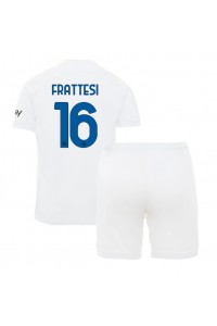 Inter Milan Davide Frattesi #16 Jalkapallovaatteet Lasten Vieraspeliasu 2023-24 Lyhythihainen (+ Lyhyet housut)